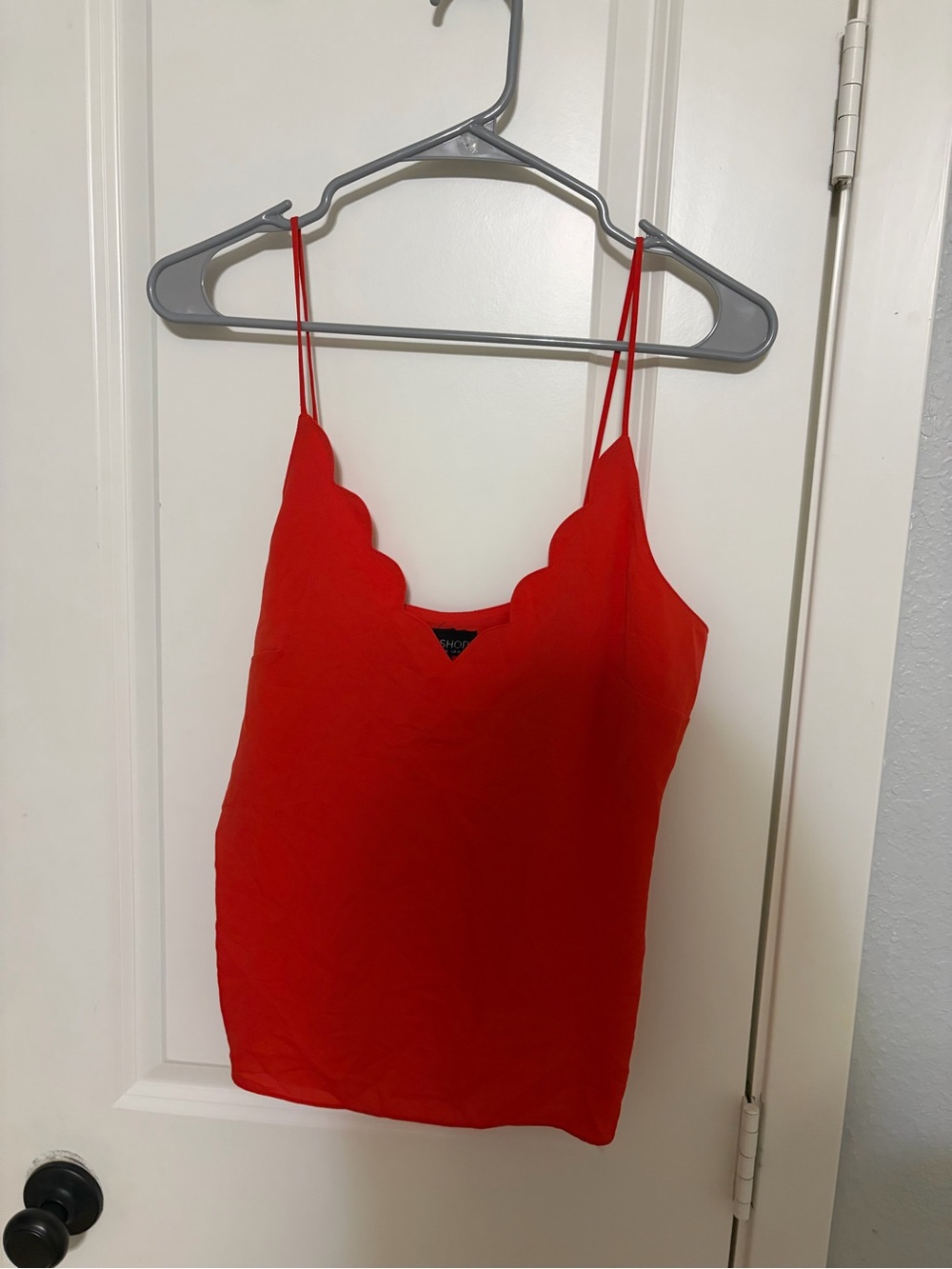 Topshop Red Scallop-Edge Camisole